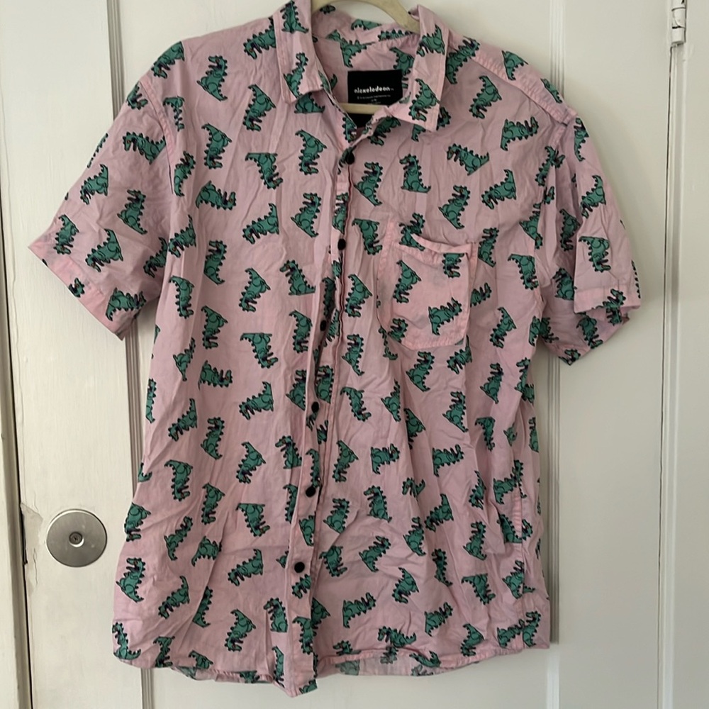 Nickelodeon Rugrats Reptar Button Down Short Sleeve